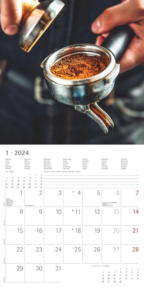 Alpha Edition - Calendario 2024 da muro Coffee, 12 mesi, 30x30 cm - 3