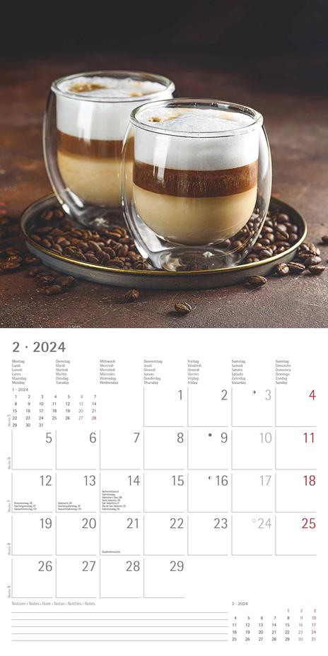 Alpha Edition - Calendario 2024 da muro Coffee, 12 mesi, 30x30 cm - 4