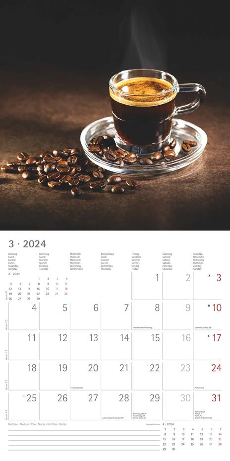 Alpha Edition - Calendario 2024 da muro Coffee, 12 mesi, 30x30 cm - 5