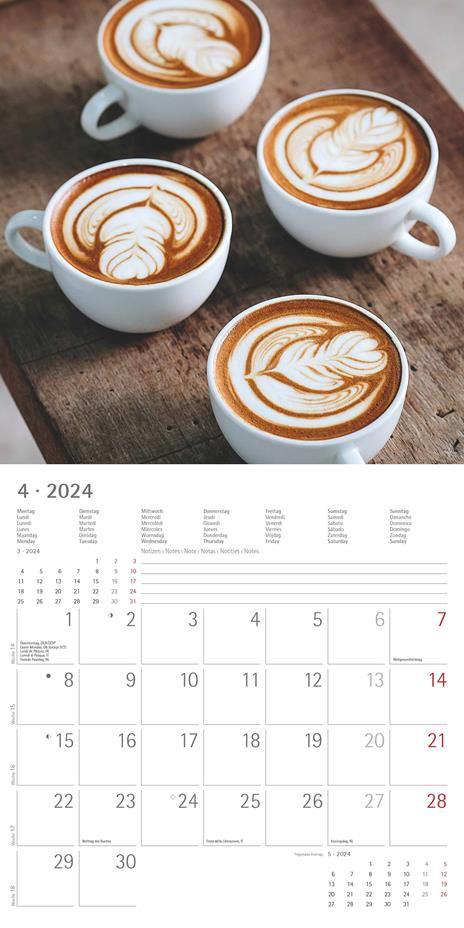 Alpha Edition - Calendario 2024 da muro Coffee, 12 mesi, 30x30 cm - 6