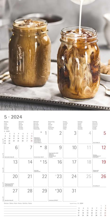 Alpha Edition - Calendario 2024 da muro Coffee, 12 mesi, 30x30 cm - 7