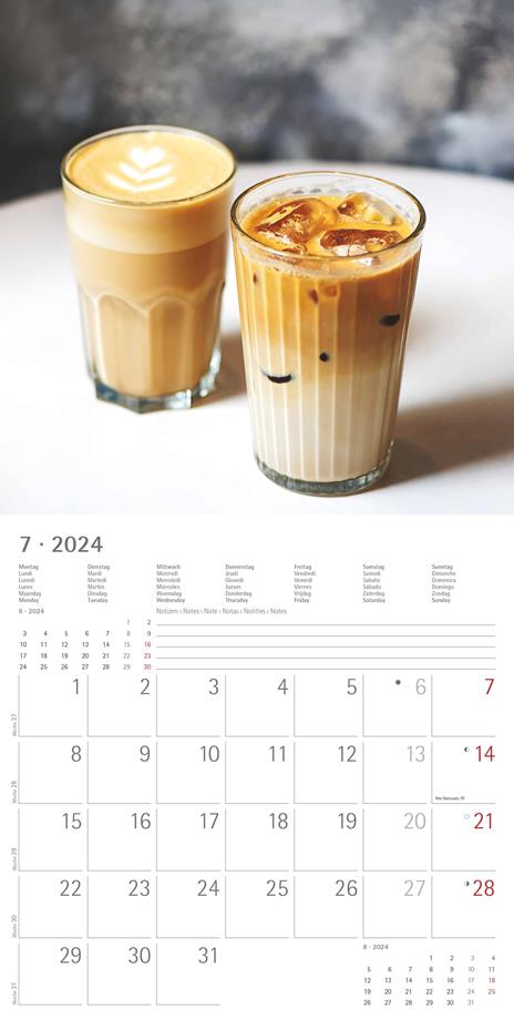 Alpha Edition - Calendario 2024 da muro Coffee, 12 mesi, 30x30 cm - 9