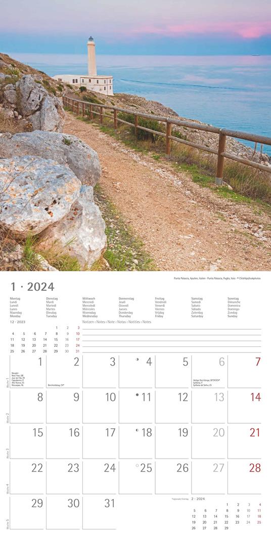 Alpha Edition - Calendario 2024 da muro By the Sea, 12 mesi, 30x30 cm - 3