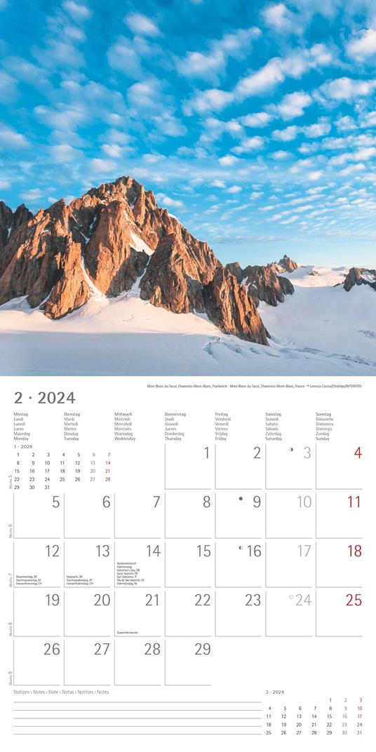 Alpha Edition - Calendario 2024 da muro The Alps, 12 mesi, 30x30 cm - 4