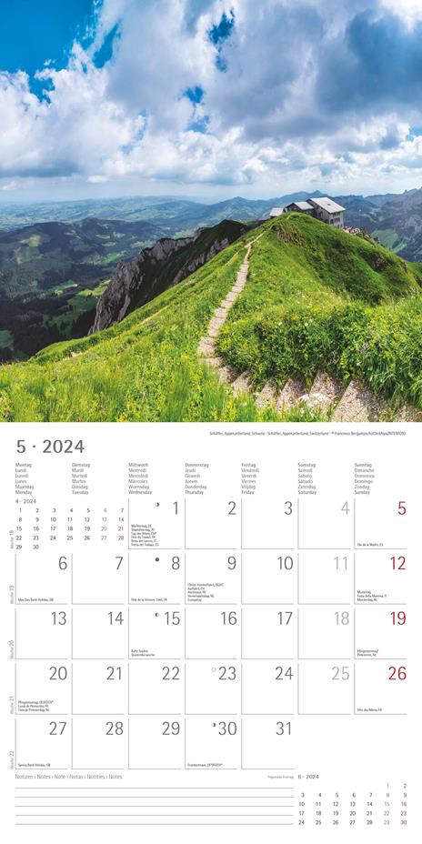 Alpha Edition - Calendario 2024 da muro The Alps, 12 mesi, 30x30 cm - 7