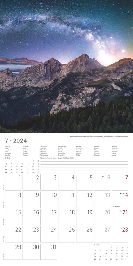 Alpha Edition - Calendario 2024 da muro The Alps, 12 mesi, 30x30 cm - 9