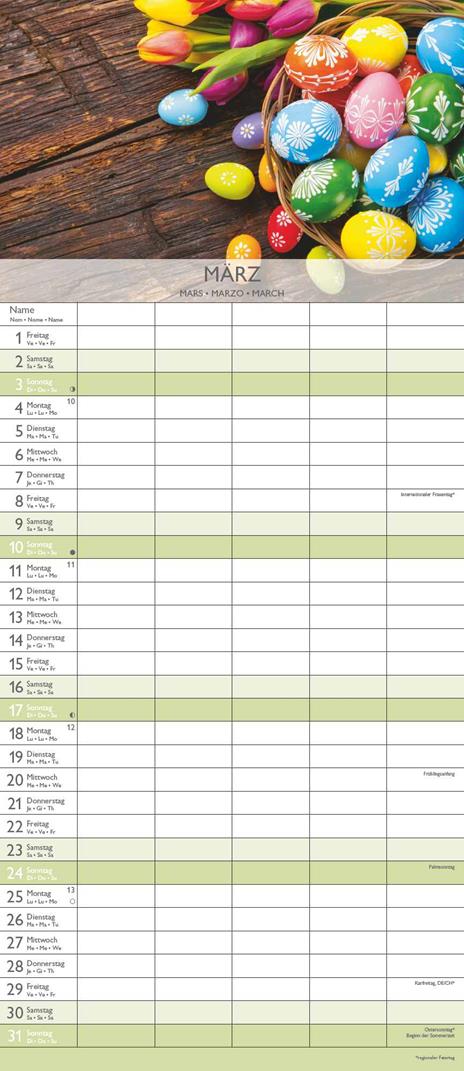 Alpha Edition - Calendario 2024 da muro per la famiglia Happy Moments, 12 mesi, 19,5x45 cm - 4