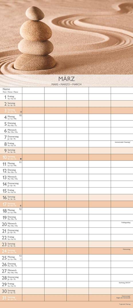 Alpha Edition - Calendario 2024 da muro per la famiglia Zen, 12 mesi, 19,5x45 cm - 4