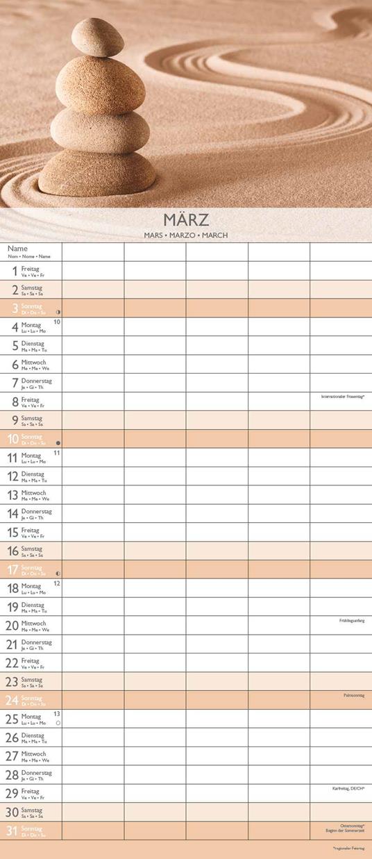 Alpha Edition - Calendario 2024 da muro per la famiglia Zen, 12 mesi, 19,5x45 cm - 4