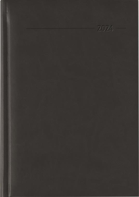 Alpha Edition - Agenda Giornaliera Monocromo 2024, Formato Grande 15x21 cm, Similpelle Black, 352 pagine