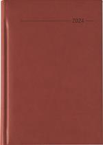 Alpha Edition - Agenda Giornaliera Monocromo 2024, Formato Grande 15x21 cm, Similpelle Red, 352 pagine