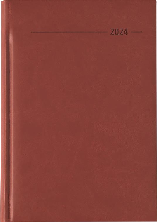Alpha Edition - Agenda Giornaliera Monocromo 2024, Formato Grande 15x21 cm,  Similpelle Red, 352 pagine