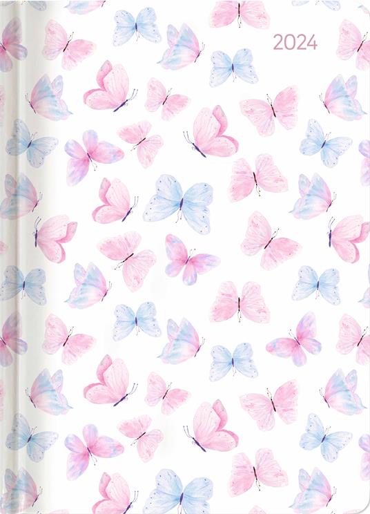 Alpha Edition - Agenda Settimanale Ladytimer Grande 2024, 15x21 cm, Pastel Butterflies, 128 pagine
