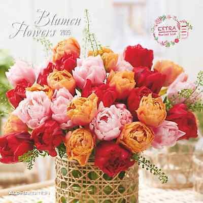 Alpha Edition - Calendario 2025 da muro Flowers, 12 mesi, 30x30 cm