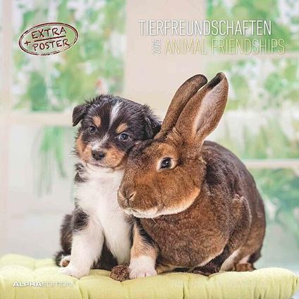 Alpha Edition - Calendario 2025 da muro Animal Frienship, 12 mesi, 30x30 cm