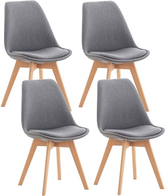 Sedia Soggiorno Gambe Quadrate in Legno CLP Sedia Scandinava Pegleg Square in Tessuto Gambe Quadrate Seduta Alta 46cm Grigio Chiaro Base Bianco Sedia Pranzo Tulip Imbottita 