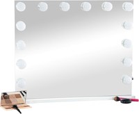 CLP Specchio Trucco con Luci A LED Yaren I Specchiera Luminosa Bagno Inclinabile per Make Up Forma Rettangolare Colore:Bianco 