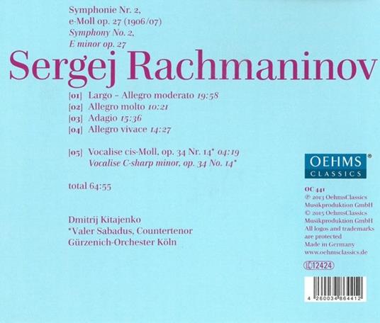 Sinfonia N.2 - Vocalise - CD Audio di Sergei Rachmaninov - 2