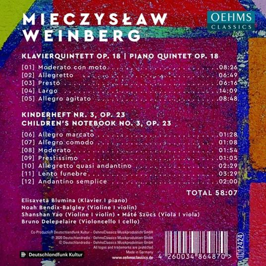 Klavierquintett Op. 18 / Kinderheft Nr. 3, Op. 23 - CD Audio di Elisaveta Blumina - 2
