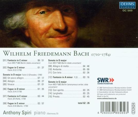 Three Fantasias-Fugues-So - CD Audio di Wilhelm Friedemann Bach - 2