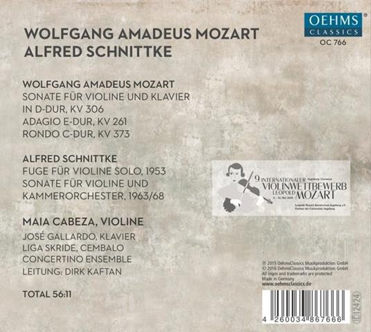 Musica da camera - CD Audio di Wolfgang Amadeus Mozart,Alfred Schnittke,Maia Cabeza - 2