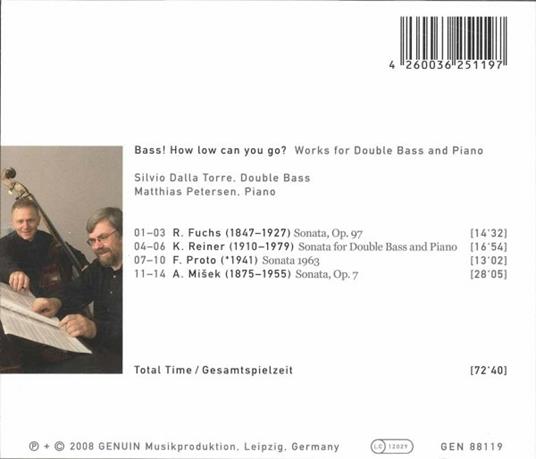 Bass! How Low Can You Go? - Sonata Op.97 - CD Audio di Robert Fuchs - 2