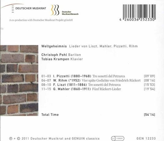 Weltgeheimnis - Tre Sonetti Del Petrarca - CD Audio di Ildebrando Pizzetti - 2
