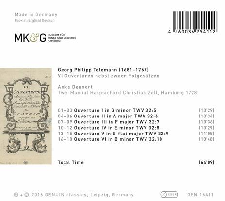 6 Overture per strumento a tastiera - CD Audio di Georg Philipp Telemann - 2