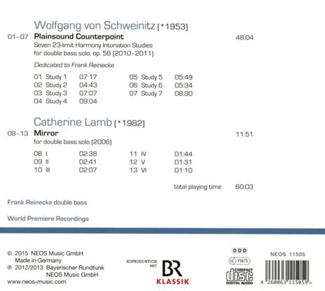 Plainsound Counterpoint / Mirror - CD Audio di Wolfgang Von Schweinitz,Catherine Lamb,Frank Reinecke - 2