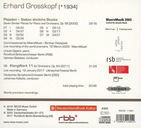Plejaden - Klangwerk Ii - CD Audio di Erhard Grosskopf,Ursula Oppens - 2