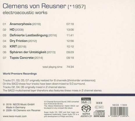 Electroacoustic Works - CD Audio di Clemens Von Reusner - 2