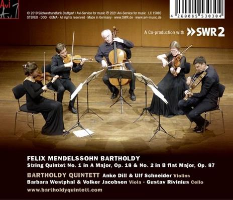 String Quintets - CD Audio di Felix Mendelssohn-Bartholdy,Bartholdy Quintet - 2