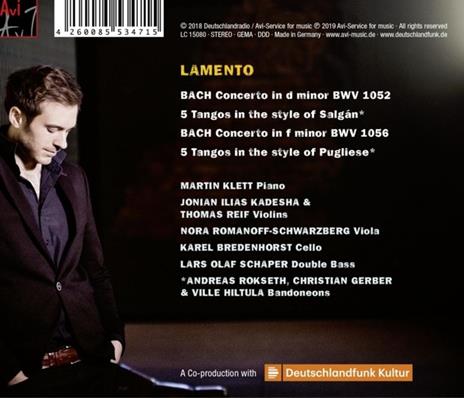 Works By Bach, Salgan & Pugliese - CD Audio di Martin - & Ensemble - Lamento Klett - 2