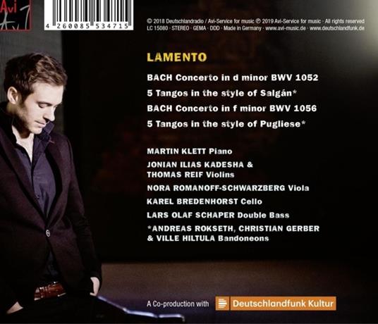 Works By Bach, Salgan & Pugliese - CD Audio di Martin - & Ensemble - Lamento Klett - 2