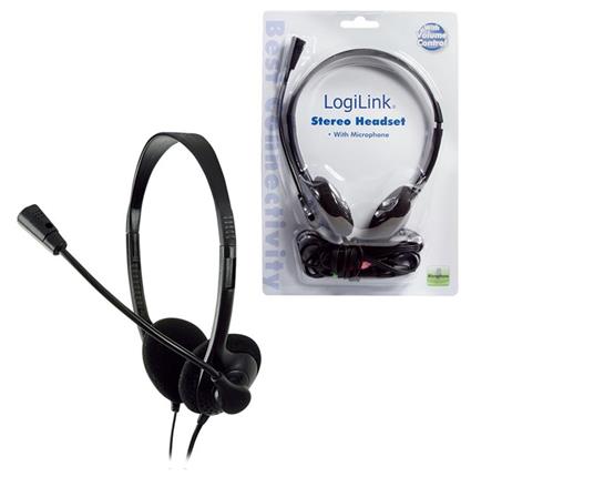 Auricolari LogiLink Stereo Headset Earphones with Microphone Stereofonico Cablato Nero