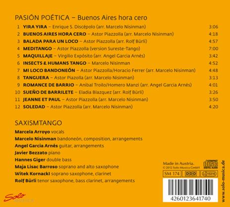 Saxismtango - Pasion Poetica - CD Audio - 2