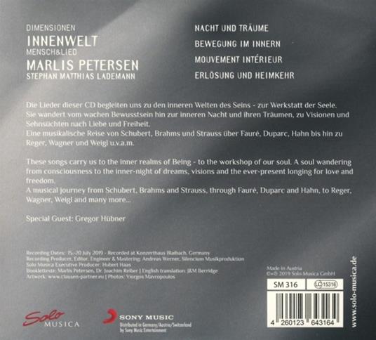 Dimensionen Innen Welt. Lieder - CD Audio di Marlis Petersen - 2