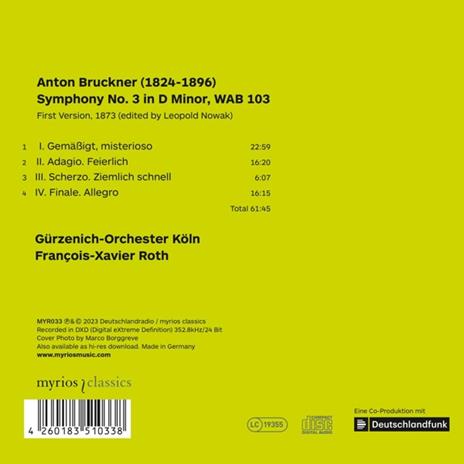 Symphony No. 3 In D Minor, Wab 103 - CD Audio di Anton Bruckner,Gurzenich Orchestra Colonia,François-Xavier Roth - 2