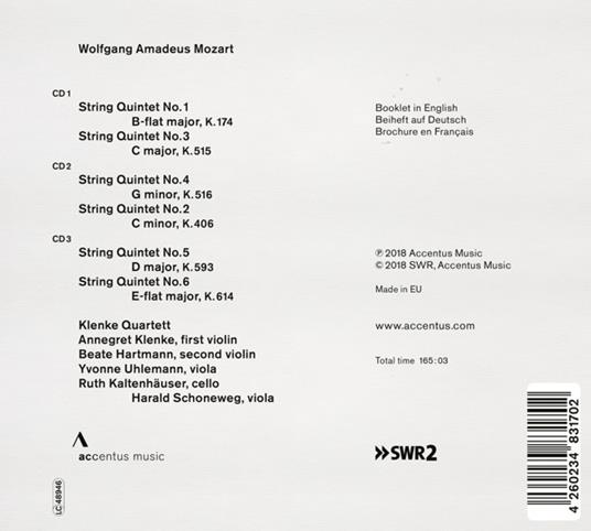 Quintetti per archi completi - CD Audio di Wolfgang Amadeus Mozart,Klenke Quartett - 2