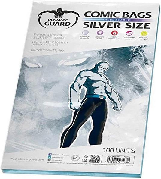 Ultimate Guard Comic Bags Resealable Silver Size (100) Ultimate Guard
