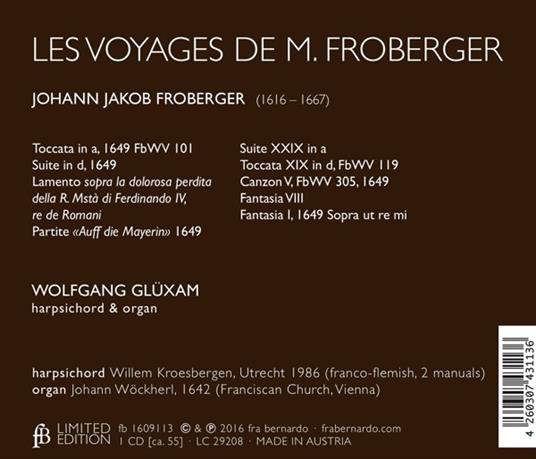 Les Voyages De M.froberge - CD Audio di Wolfgang Glüxam - 2