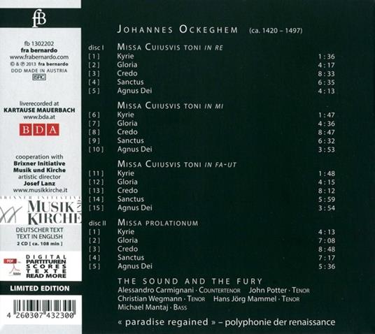 Missa Cuiusvis Toni - CD Audio di Johannes Ockeghem - 2