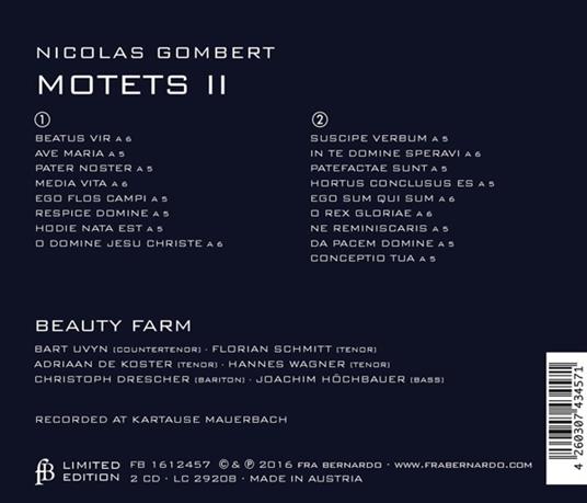 Gombert Motets Ii - CD Audio di Beauty Farm - 2