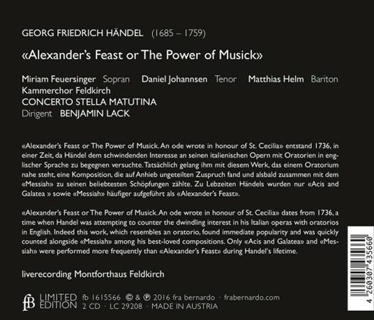 Alexander's Feast - CD Audio di Georg Friedrich Händel - 2