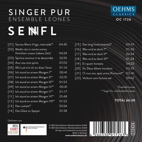 Ludwig Senfl. Motets And Songs - CD Audio di Ensemble Leones - Singer Pur - 2