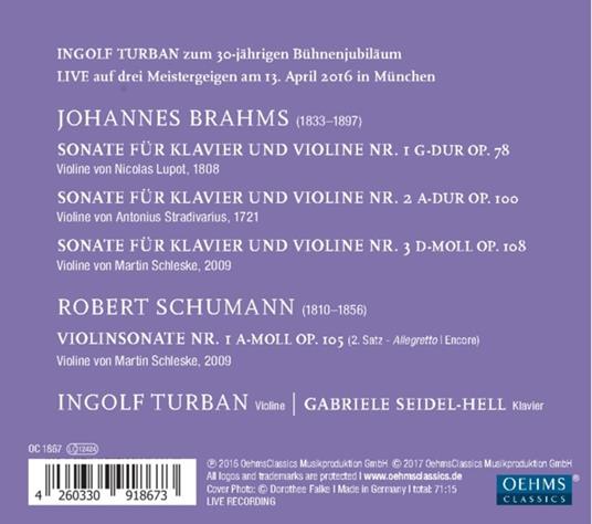 Sonate per Violino - CD Audio di Johannes Brahms - 2