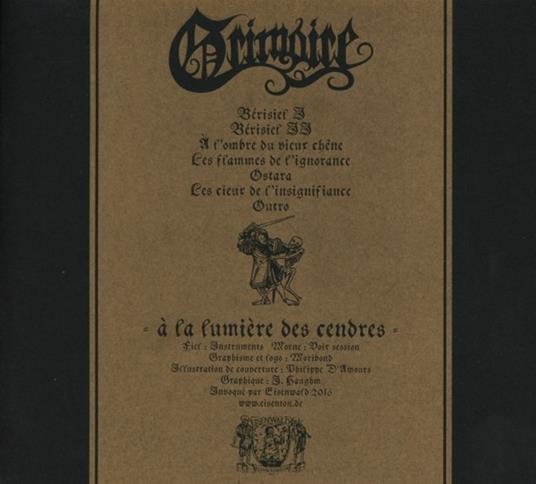 A la lumière des cendres - CD Audio di Grimoire - 2