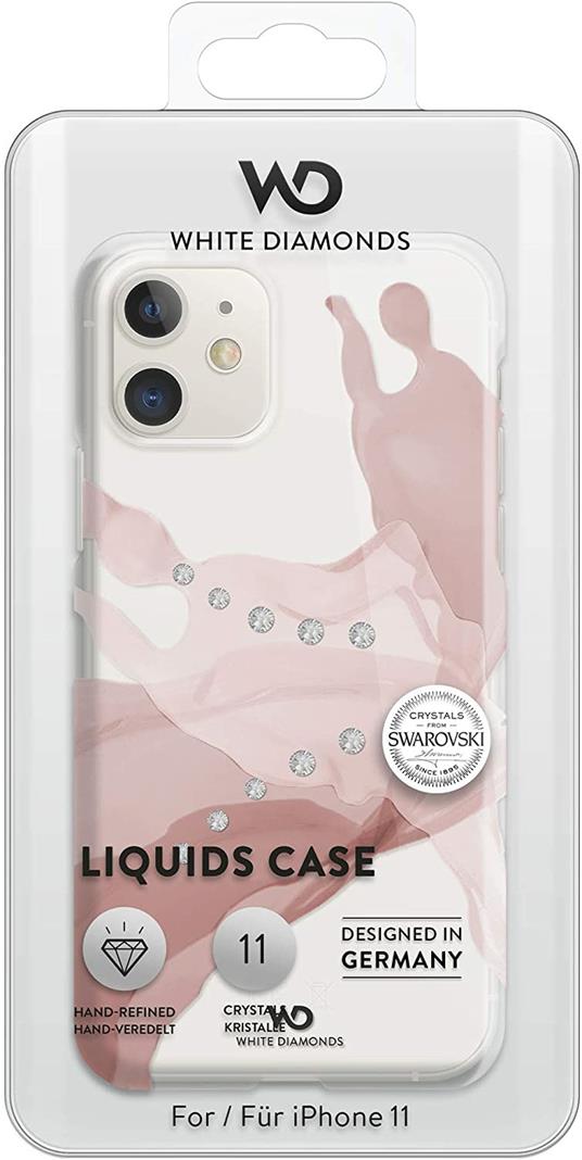 WHITE DIAMONDS COVER con CRISTALLI di SWAROVSKI LIQUIDS per iPhone 11, Transparente - 2