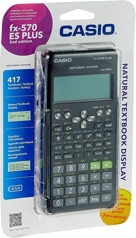 Casio Fx-570Es Plus 2 - Calcolatrice Scientifica con 417 Funzioni e Display Naturale - 3
