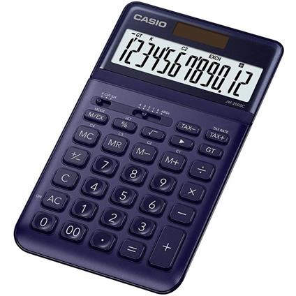 Calcolatrice da tavolo Casio JW-200SC Blu marine Display (cifre): 12 a energia solare, a batteria (L x A x P) 109 x 11